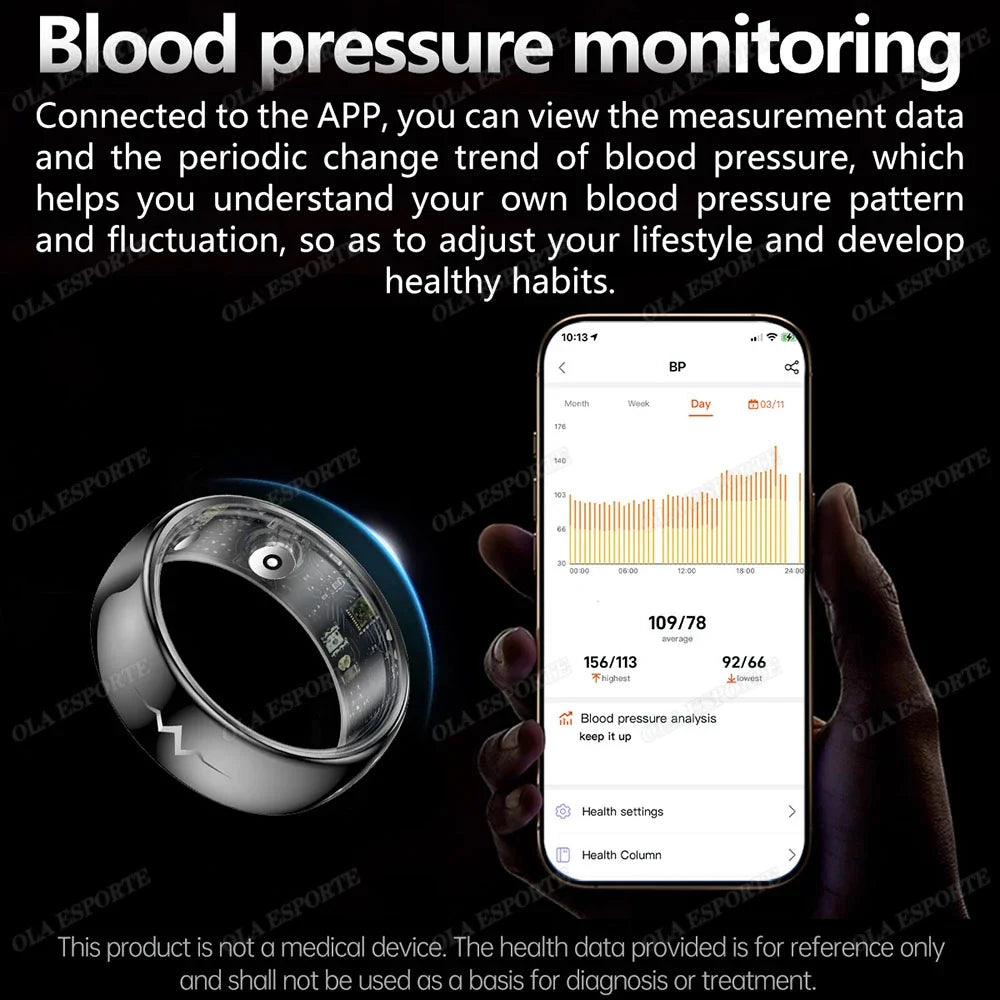AI ECG Smart Ring | Heart Rate, Blood Pressure & Sleep Tracker