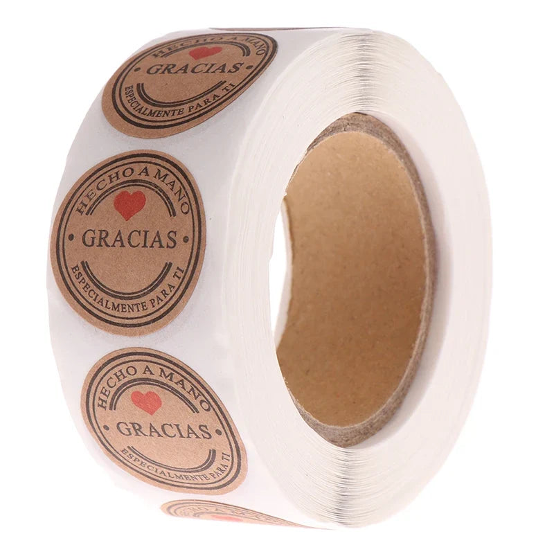 500pcs Kraft Gracias Thank You Stickers – Scrapbooking Labels