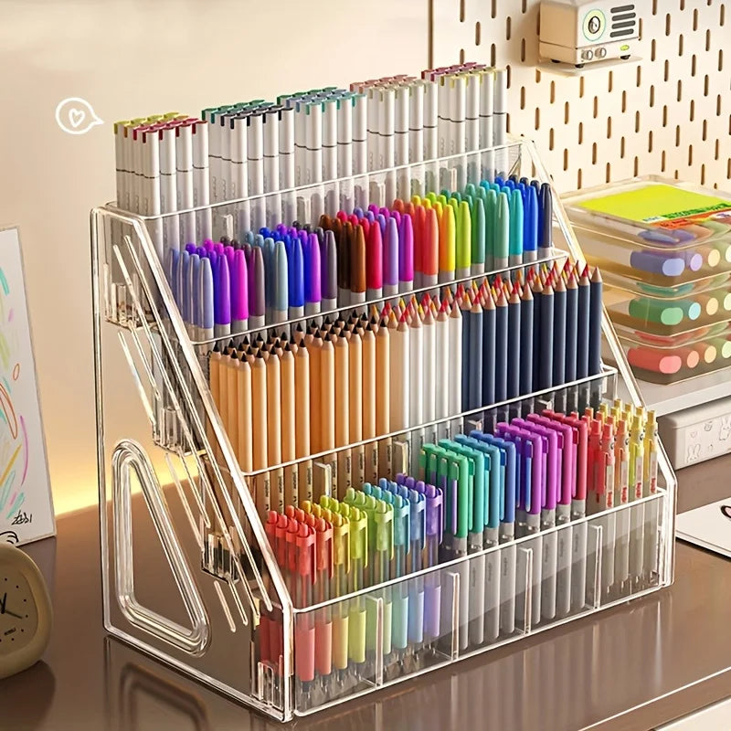 Large Capacity Pen Holder – Multi-Compartment Desk Organizer