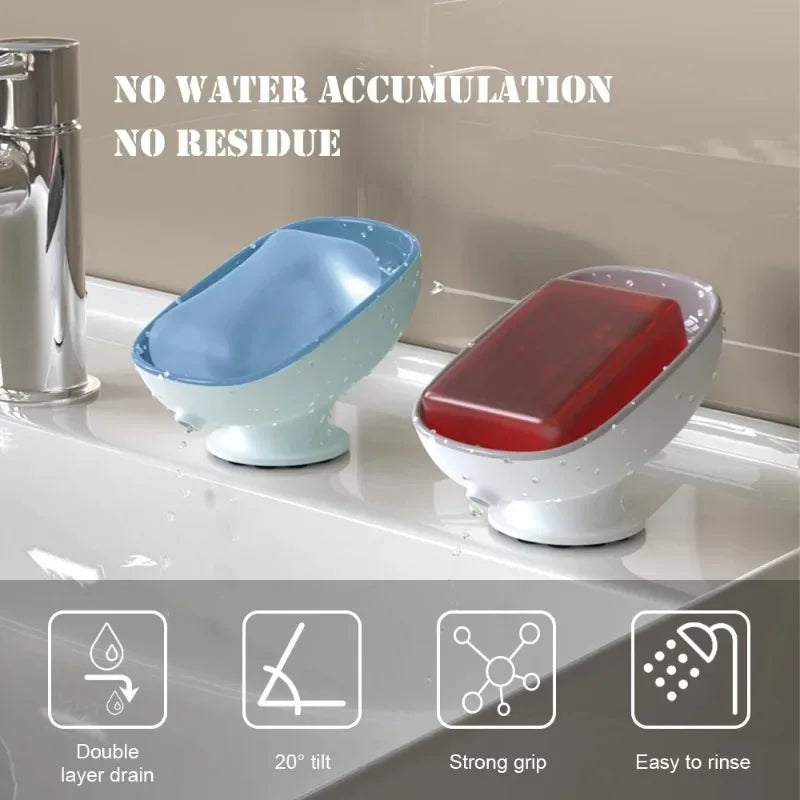 Self-Draining Soap Dish Holder with Suction Cup | Bathroom