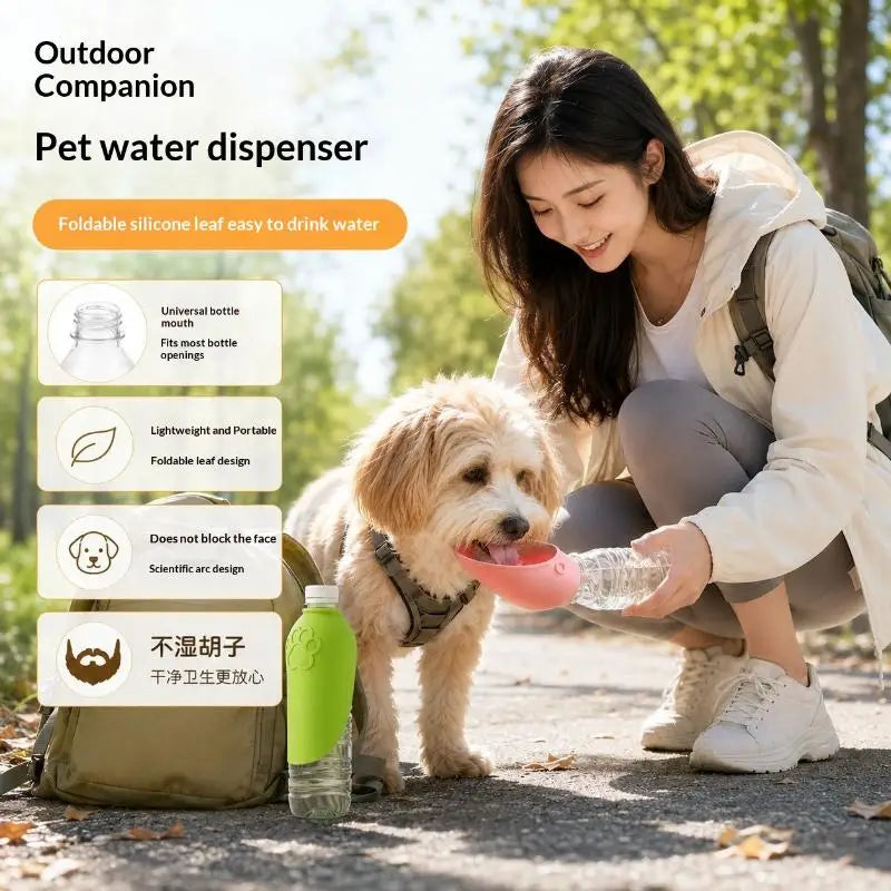 Portable Dog Water Bottle with Foldable Silicone Bowl – BPA-Free