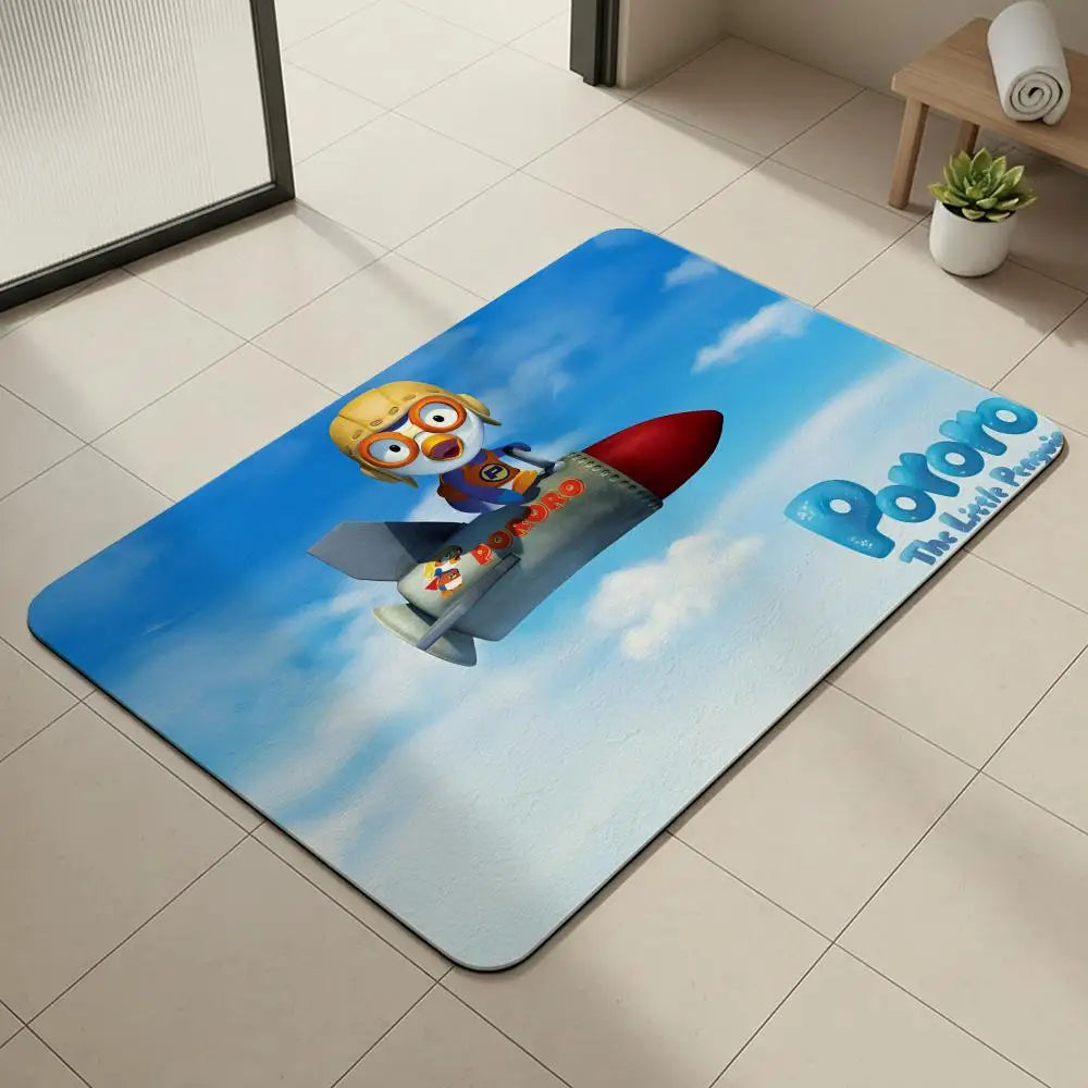 Pororo Penguin Diatomite Bath Mat – Quick Dry & Non-Slip