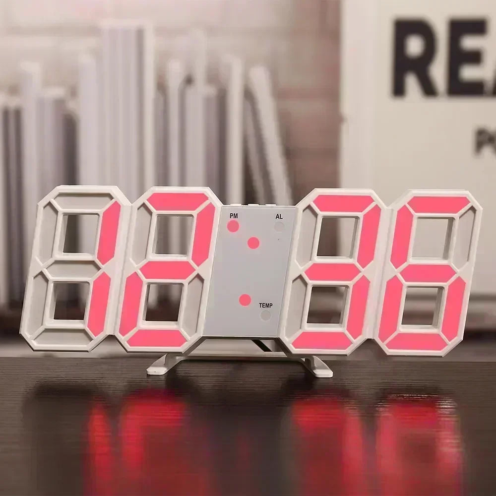 3D LED Digital Wall & Desk Clock – USB, Alarm & Auto Dimmer