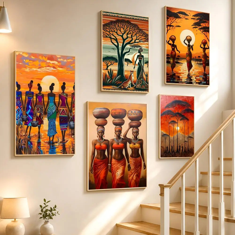 Abstract African Art Poster – Waterproof PVC Wall Sticker