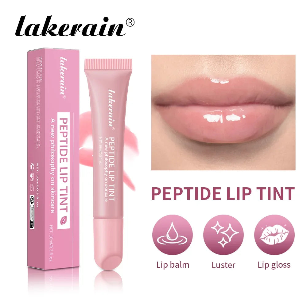 Lakerain Peptide Lip Tint Gloss – Hydrating Mirror Shine, 8 Colors