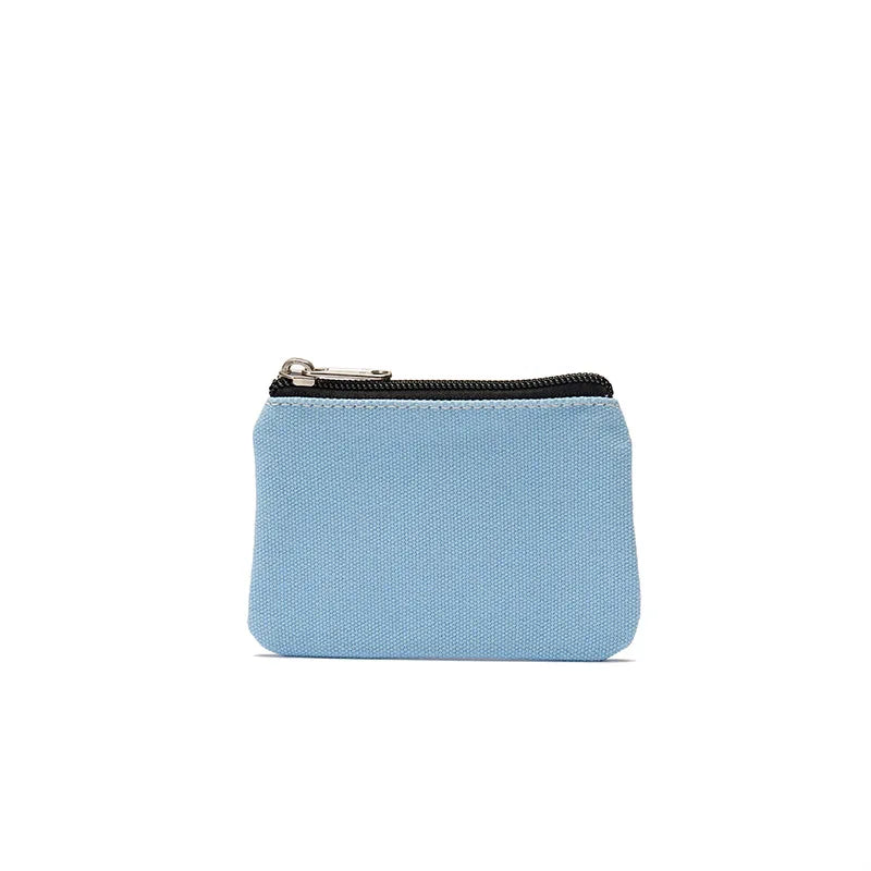 DIY Plain Canvas Cotton Bag Pure Zipper Coin Key Money Pocket Women