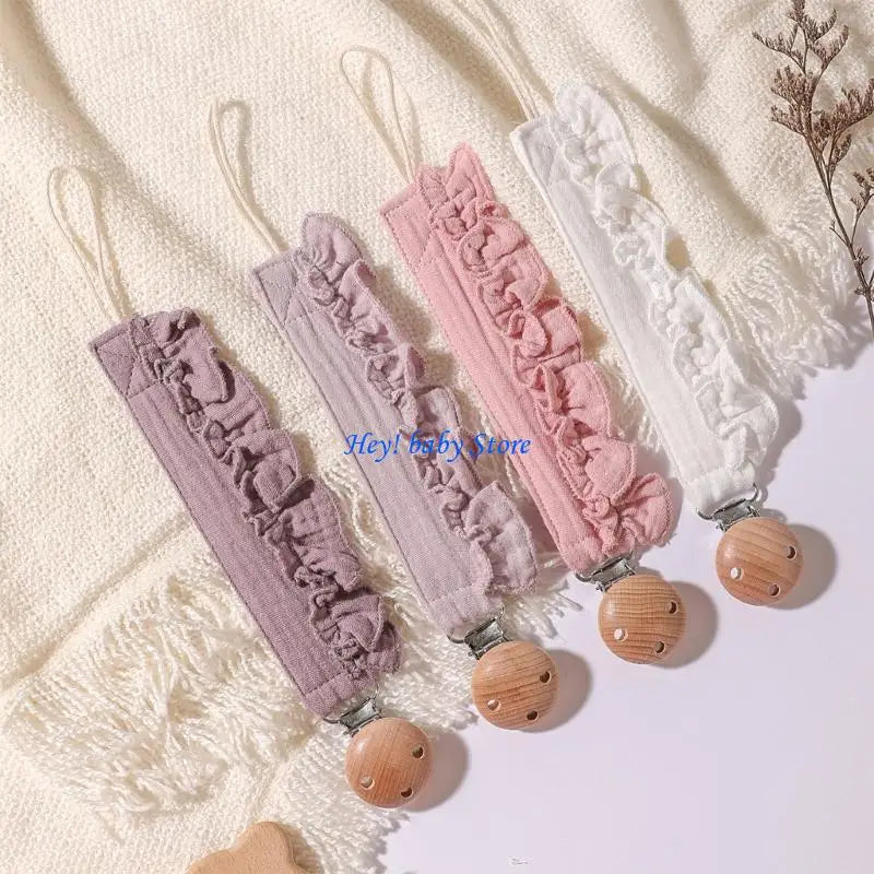 Baby Pacifier Holder Chains Lace Trim Anti-Loss 4-Pack