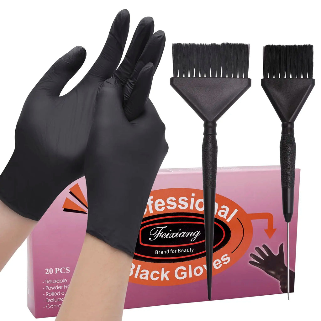 Professional Hair Dyeing Gloves & Brush Set – 3-Piece Kit