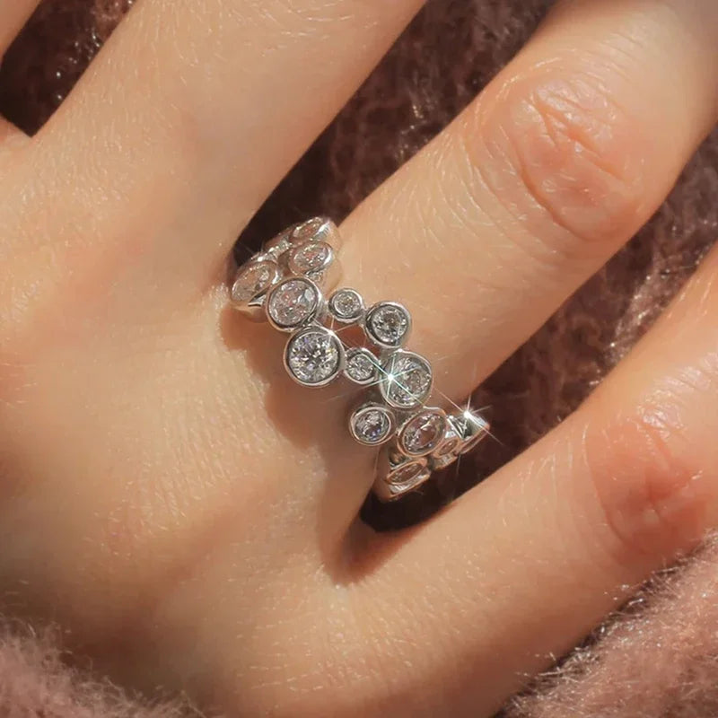 Huitan Round CZ Ring – Women's Cubic Zirconia Wedding Band