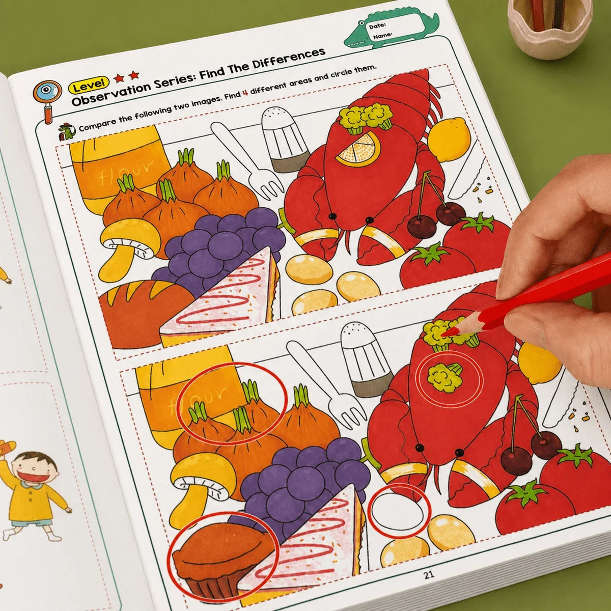 Find Differences Puzzle Book 32 Pages Kids Observation Training Game