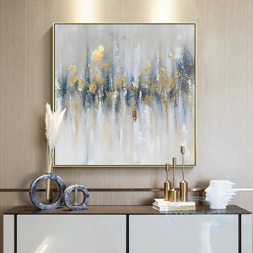 Gold Foil Abstract Hand-Painted Oil Painting | Nordic Wall Art