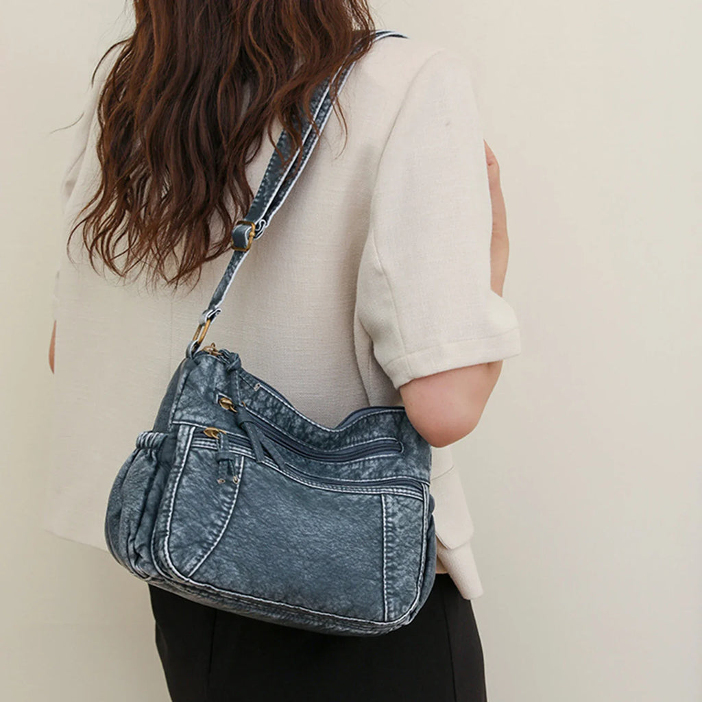 Women's Canvas Crossbody Bucket Bag – Casual Shoulder Bag