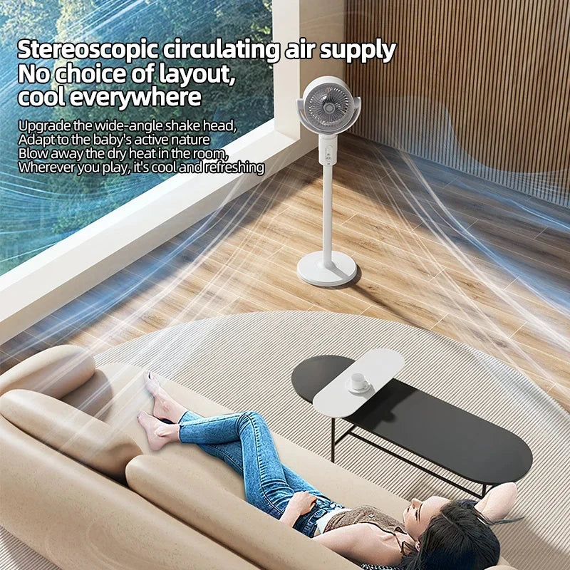 HOMEFISH 360° Smart Floor Fan – Remote & Adjustable Height
