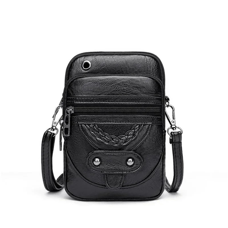 Retro Western Small Crossbody Bag – Soft PU Leather Shoulder Bag
