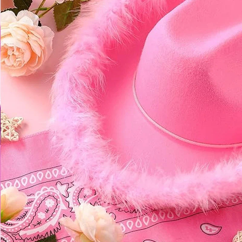 6-Pack Fluffy Cowgirl Hats – Bachelorette & Bridal Party Set
