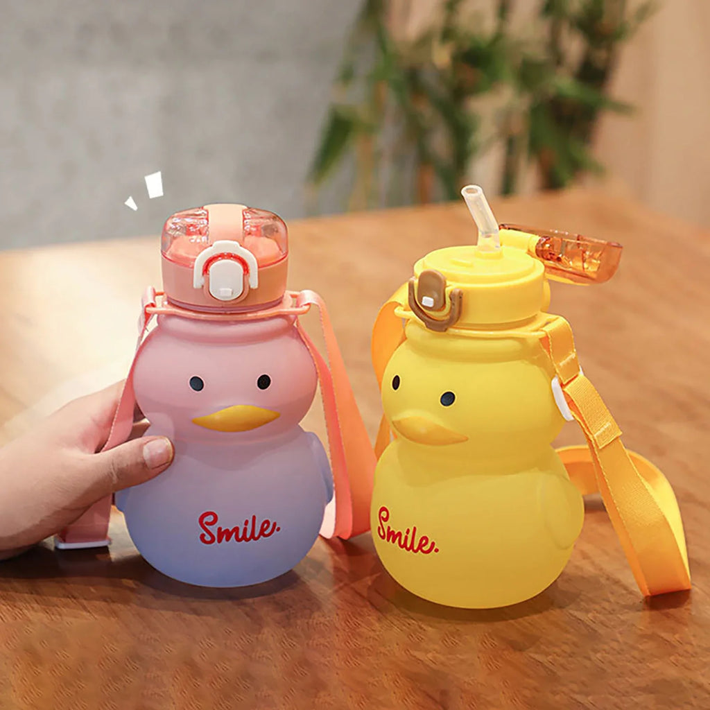 650ml Kawaii Duck Water Bottle with Straw – BPA-Free Leakproof
