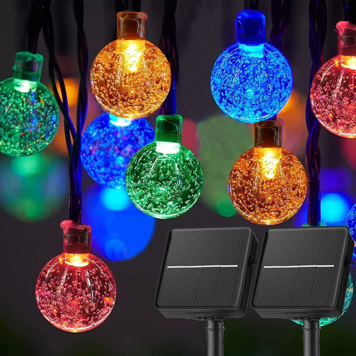 Solar String Lights 60 LED Crystal Globe 8 Modes IP65 Waterproof