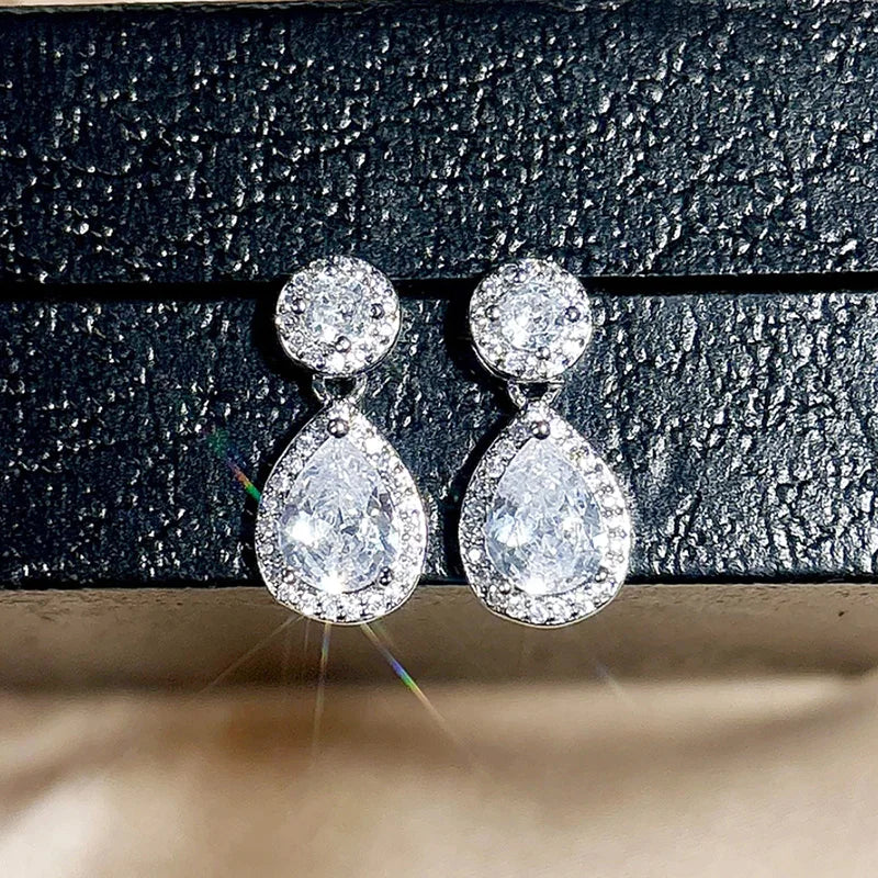 Huitan Waterdrop CZ Drop Earrings – Bridal & Wedding Jewelry