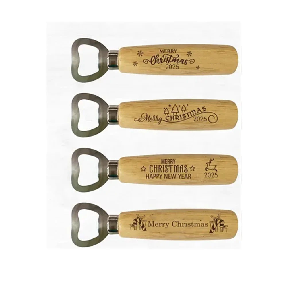 4-Piece Wooden Beer Bottle Opener Set | Christmas Gift