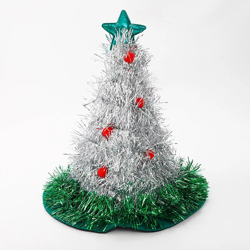 2025 Ins Christmas Tree Hat Creative Xmas Headwear Girls Tinsel