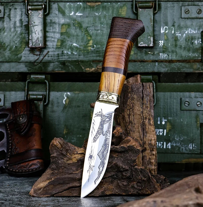 Etched Boning Knife – Copper & Zebrawood Handle | Stainless Steel