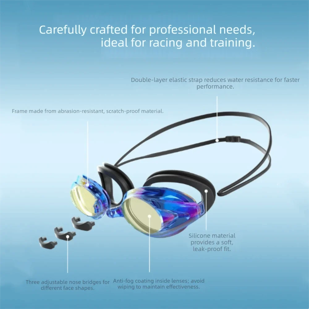Electroplated Anti-Fog Swim Goggles | Adjustable Adult Eyewear