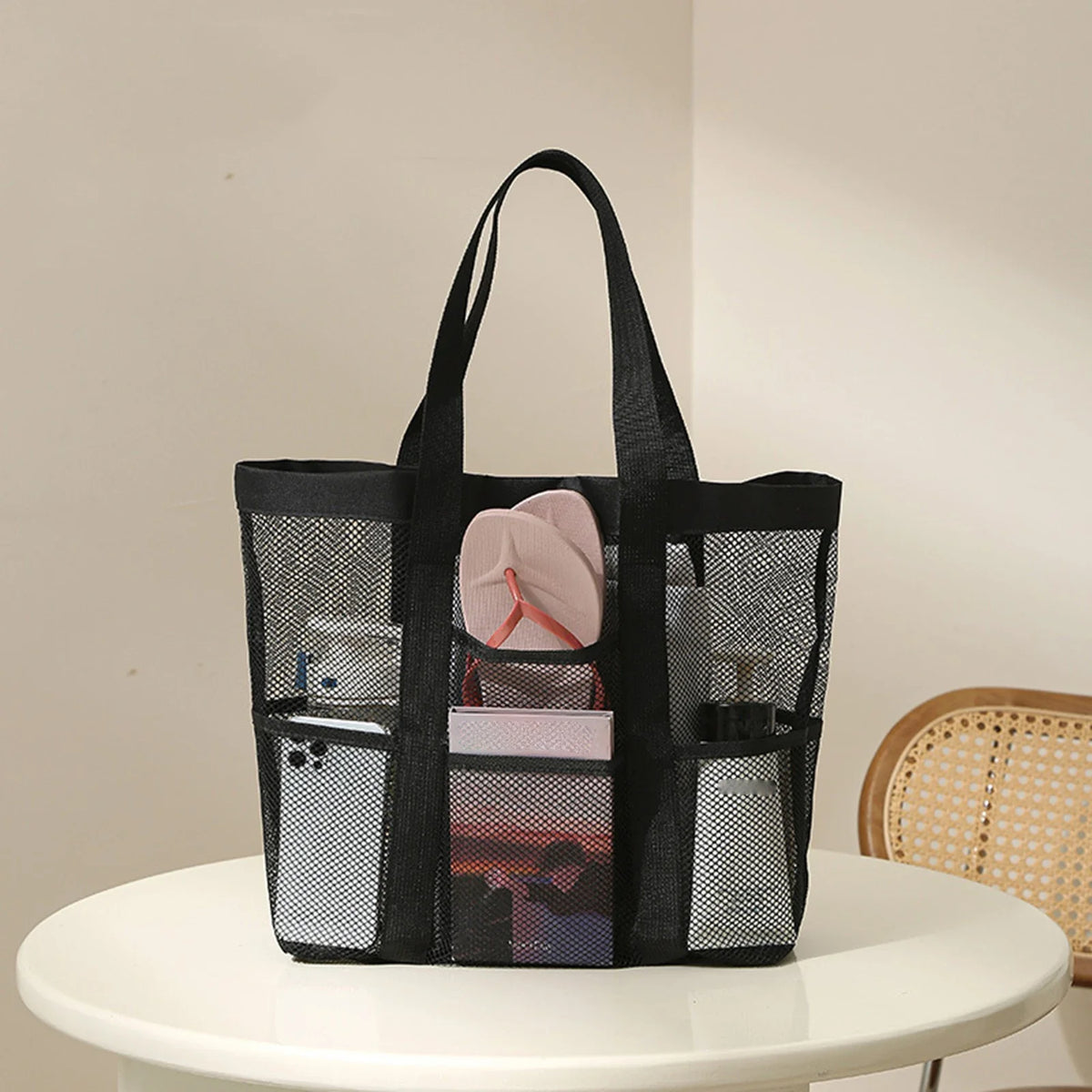 Large Nylon Mesh Beach Tote Bag – Waterproof & Sandproof