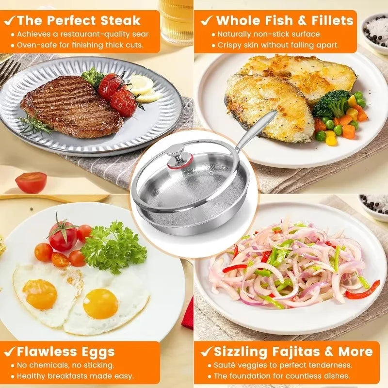KEMORELA Titanium Non-Stick Frying Pan with Lid | Induction