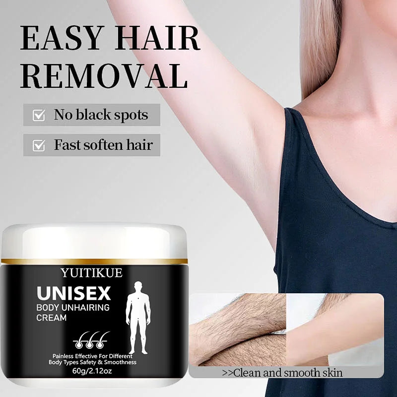YUITIKUE Body Hair Removal Cream – Unisex, All Skin Types 60g