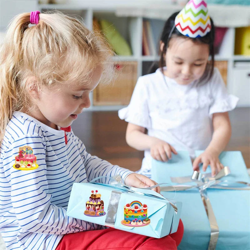 Puzzle Assemble Birthday Cake Stickers Sheets Kids Children Party