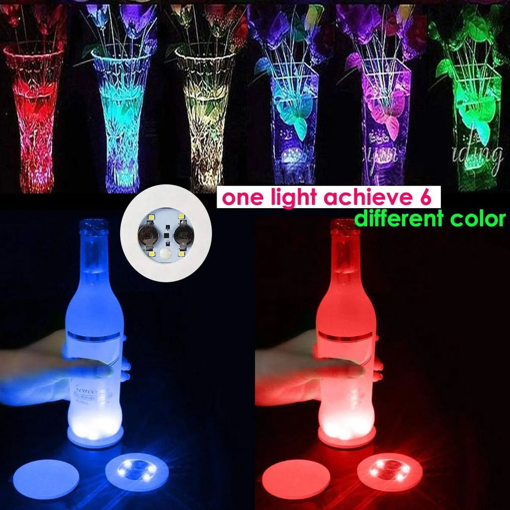 LED Glowing Wine Bottle Coaster Lights – Bar & Party Decor