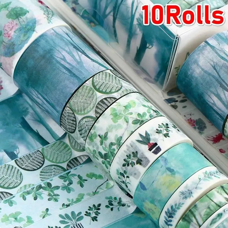10-Piece Kawaii Washi Tape Set – Sea & Forest DIY Craft Series