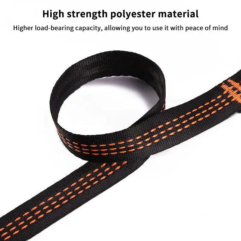 2-Pack Reinforced Hammock Tree Straps – 5-Ring Polyester, 2m