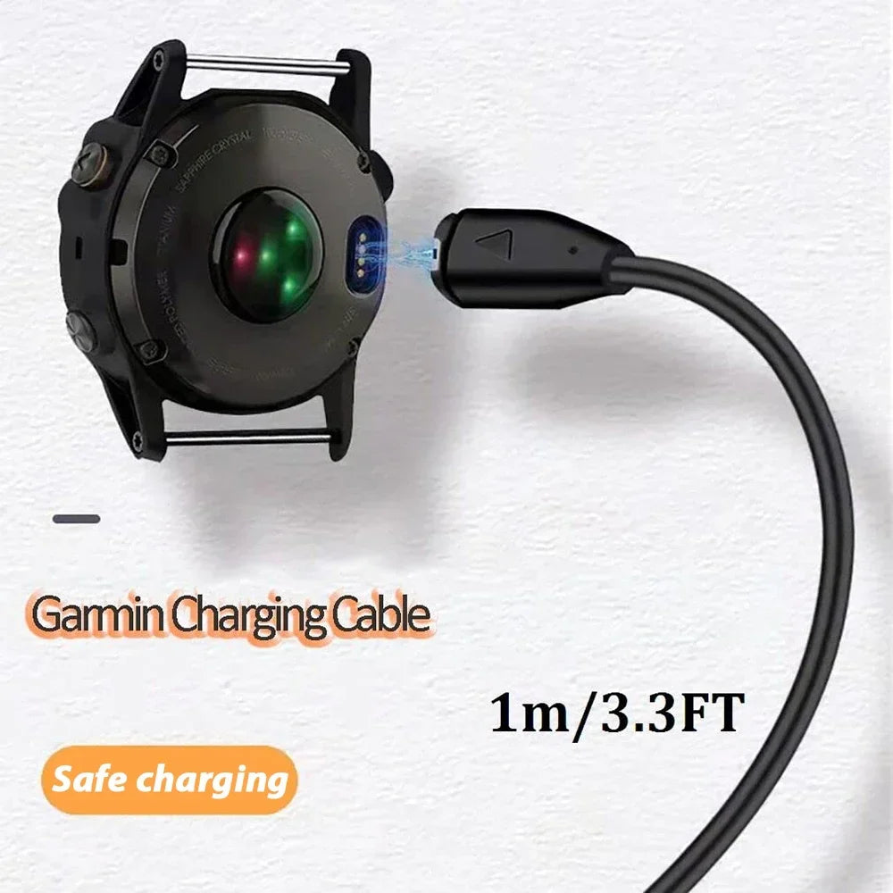 1M USB Charging Cable for Garmin Fenix 7 6 5 & Forerunner