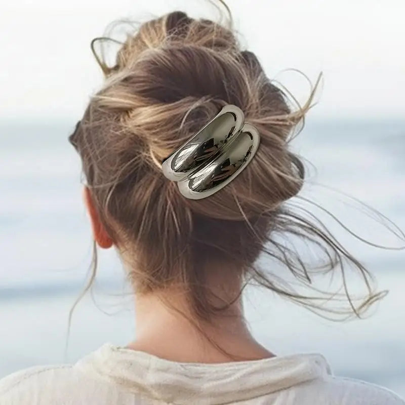 Gold Geometric Metal Hair Ties – Set of 4 Ponytail Holders