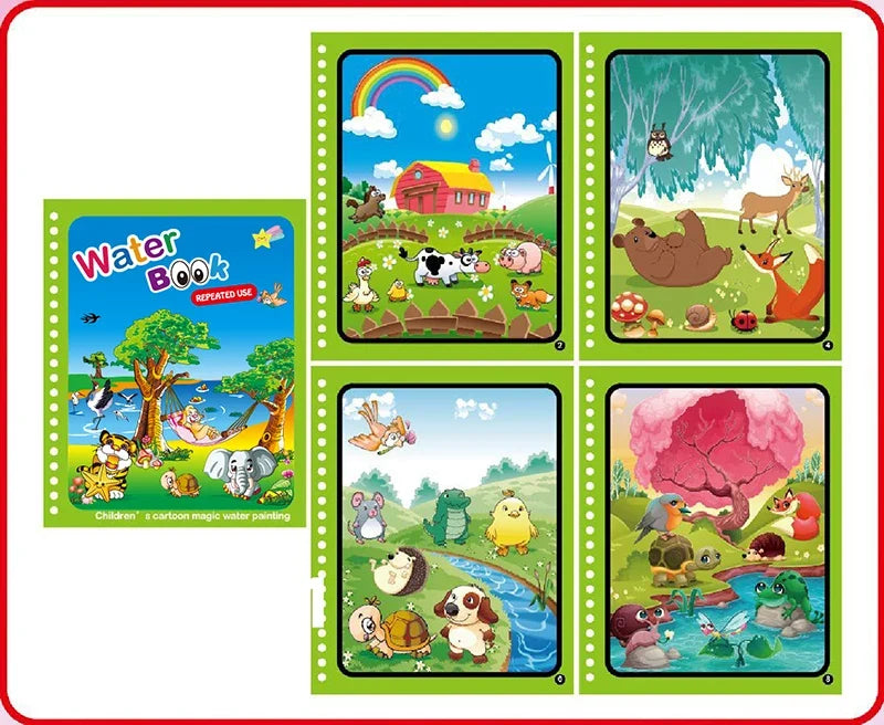 Water Drawing Books Educational Toy Kids Toddlers Reusable Graffiti