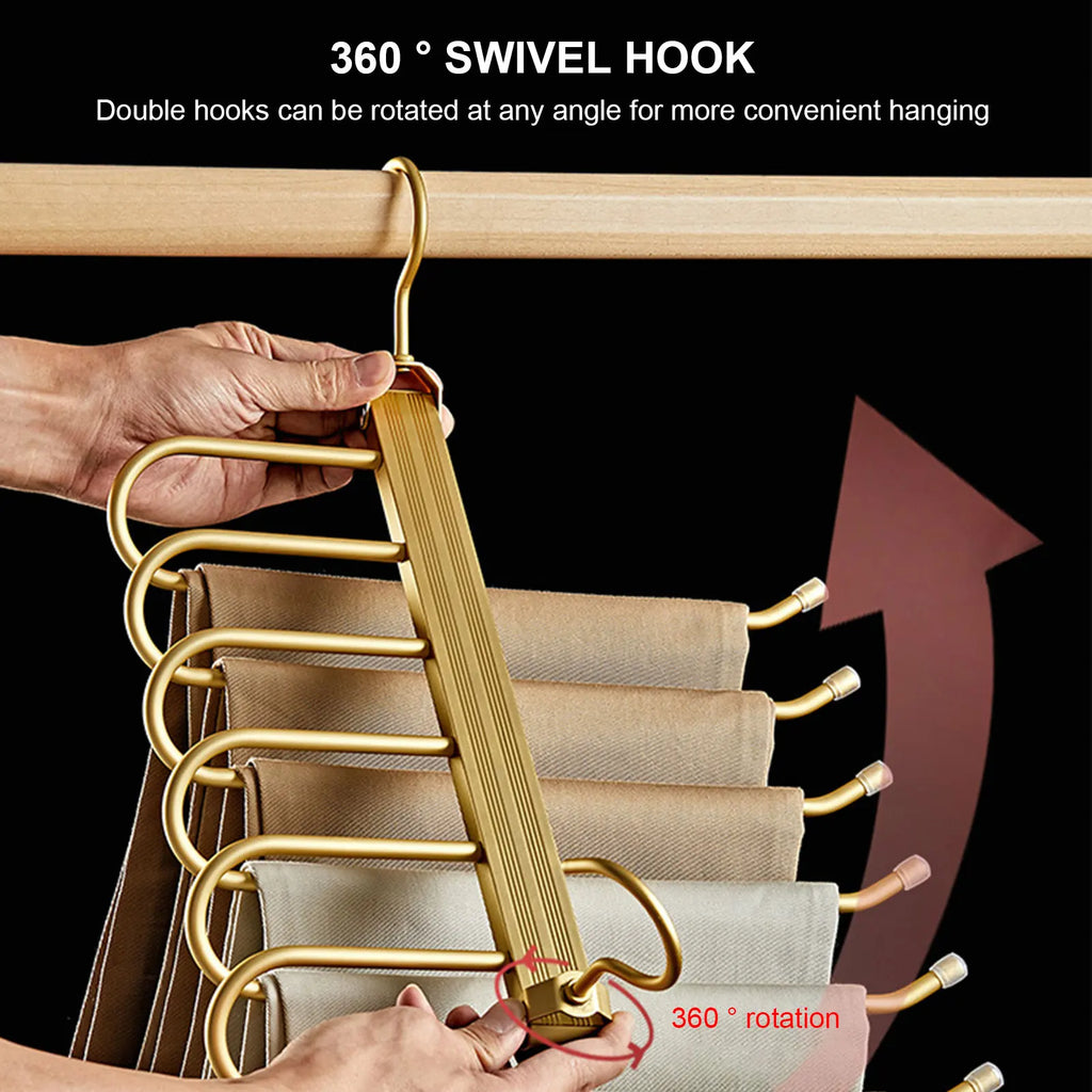 6-in-1 Aluminum Alloy Pants Hanger | Space-Saving Organizer