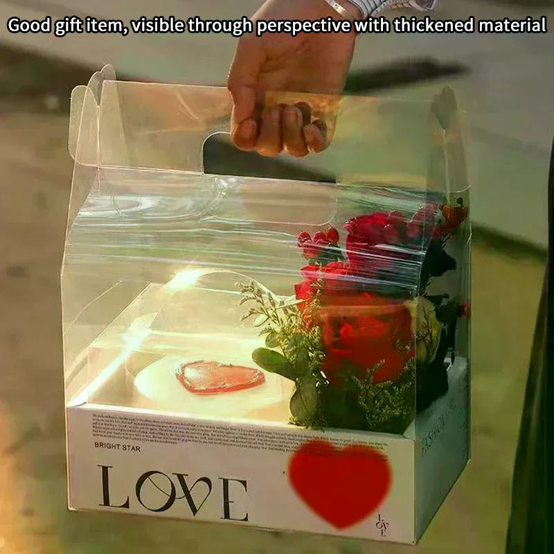 Clear PET Cake & Flower Gift Box with Handle | Party Favor