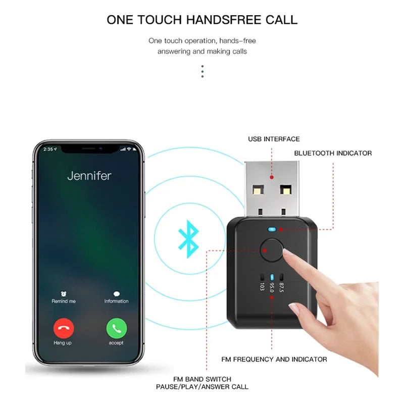 Bluetooth FM Transmitter for Car – USB Wireless Audio FM01