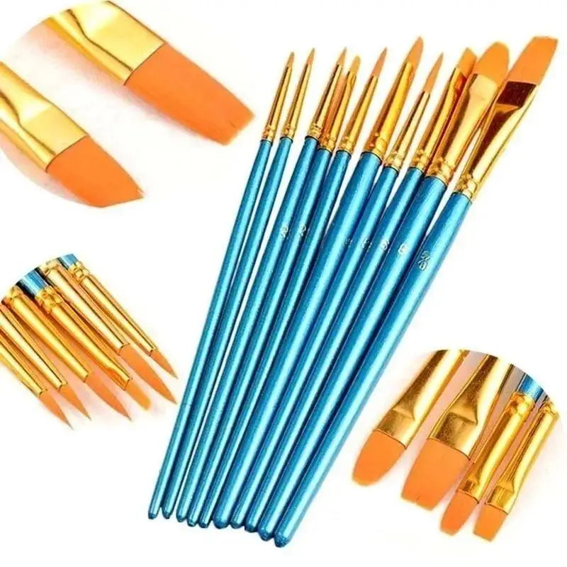 10-Piece Artist Paint Brush Set – Acrylic, Oil & Watercolor
