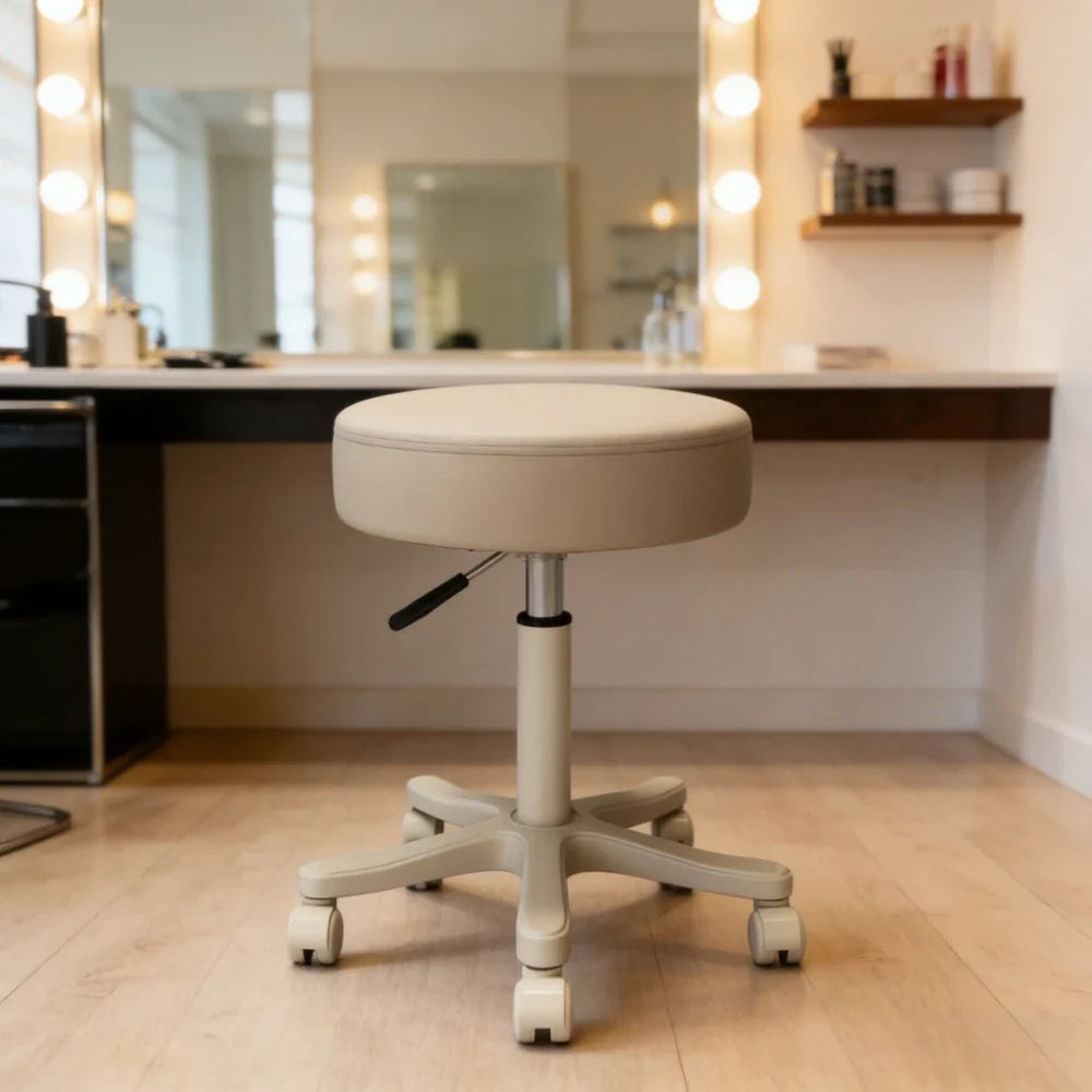 Lifting Rotating Salon Stool with Wheels | Barber & Manicure