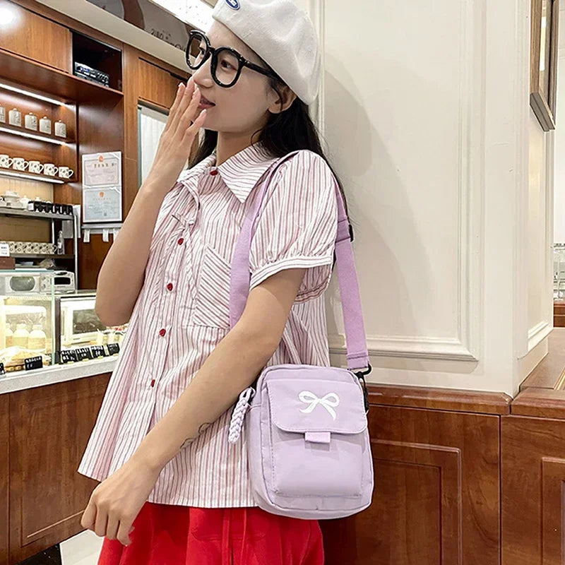 Women's Bow Crossbody Bag – Nylon Shoulder & Messenger Purse
