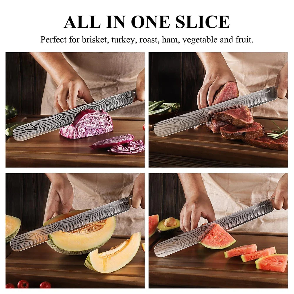 Sunnecko 12" Brisket Slicing Knife | High Carbon Steel & Pakkawood
