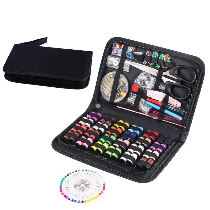 86 Sewing Threads Needles Scissors Tape Measure Buttons Storage Bag