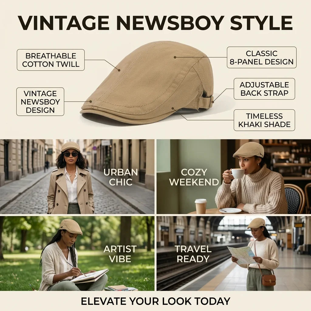 Women's Retro Newsboy Hat | Cotton Beret Spring & Autumn
