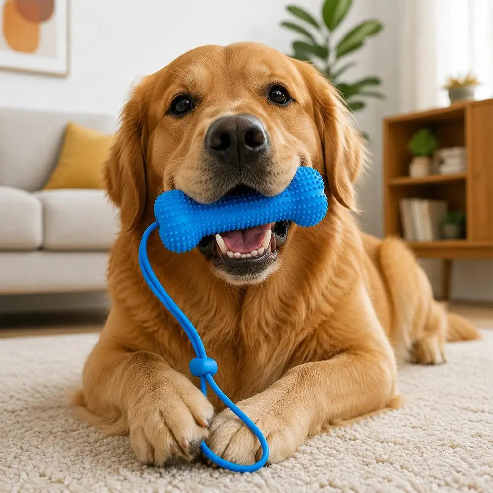 Dog Dental Chew Toy with Rope – TPR Molar Stick for Dogs