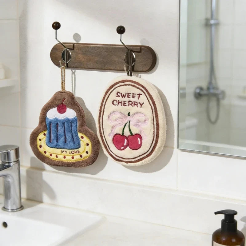Coral Velvet Hanging Hand Towel | Absorbent Kitchen & Bath
