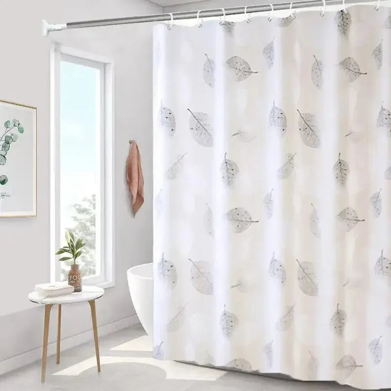PEVA Leaf Shower Curtain – Waterproof & Rustproof Hooks