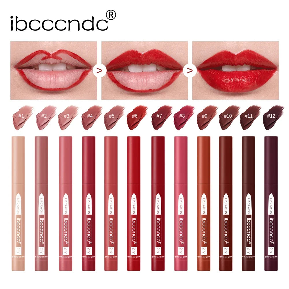 ibcccndc 6-Color Matte Lip Liner & Lipstick Set | Built-In Sharpener