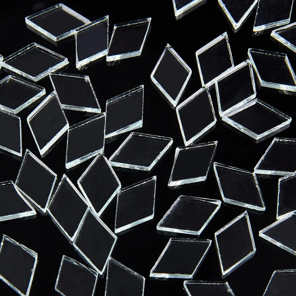 330 PCS Clear Diamond Glass Mosaic Tiles – Crystal Rhombus Craft